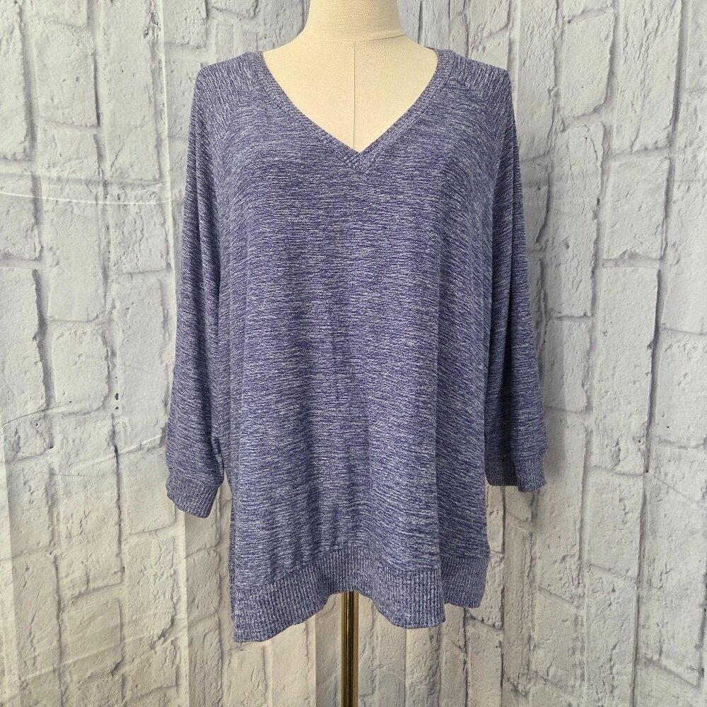 Simple Vera Large Large Heather Blue 3/4 Sleeve Super Soft Casual T-Shirt